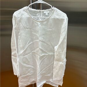 J. Jill White Long Sleeve Top with split cuff edges size xl